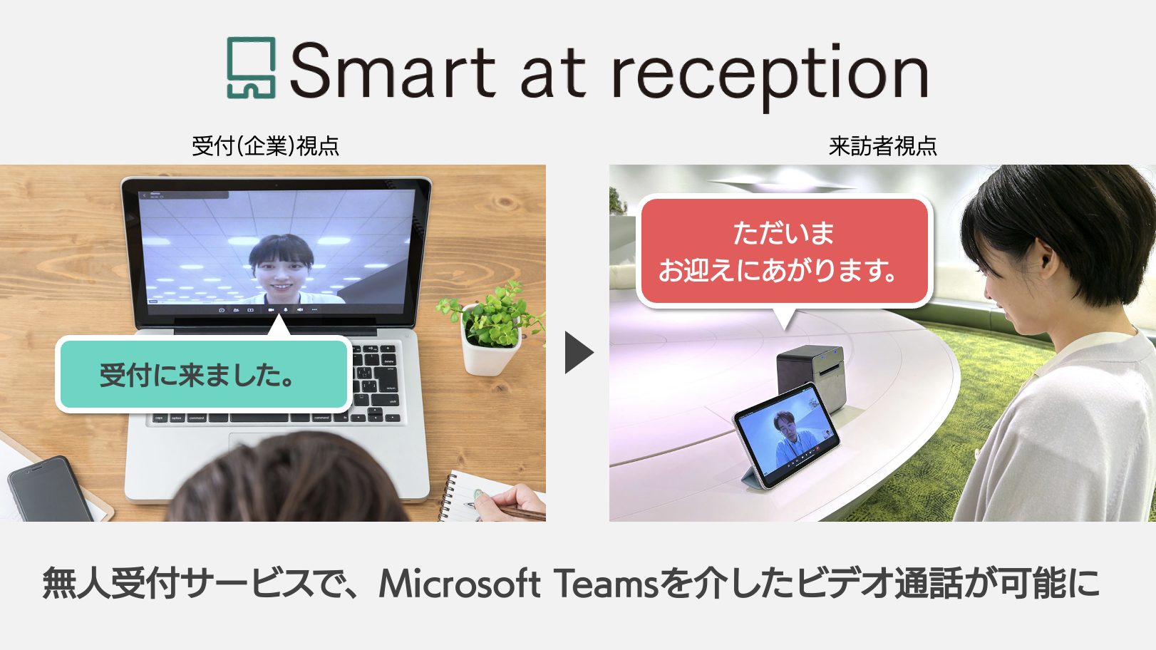 iPadによる無人受付サービスにMicrosoft Teamsビデオ通話が連携 ～M-SOLUTIONS株式会社の「Smart at reception」が無人受付のセキュリティ対策を強化～